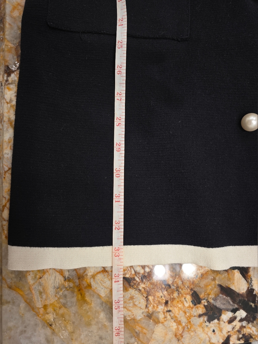 Zara Knit Long Cardigan Jacket Flare Pants Set Pearl Buttons Black L - Picture 8 of 16